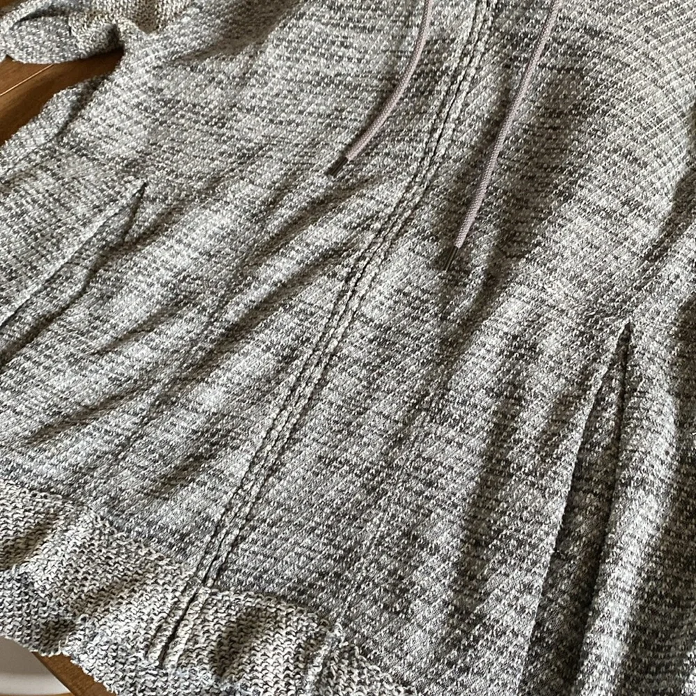 Free People Hoodie Sweater Zip Front Raw Seams Oversized Pleats Hood - Picture 9 of 9